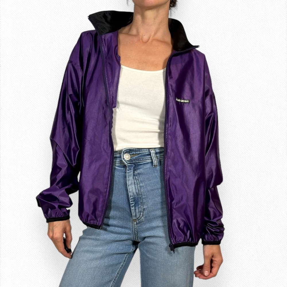 Louis Garneau Windbreaker Bomber Jacket Purple Black Full Zip Cycling Size M - Picture 5 of 7